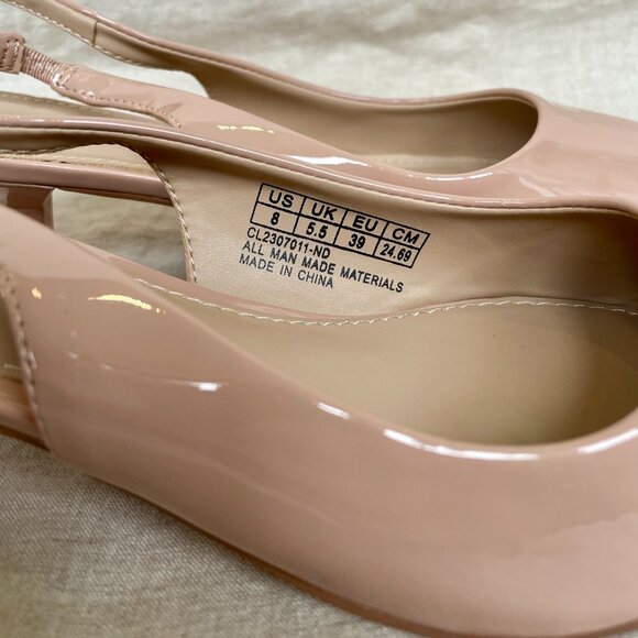 SOLD - Slingback Kitten Heels with Pointed Toe | Nude | Size 8 - Picture 8 of 8